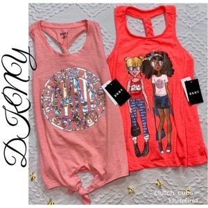NW DKNY GIRLS BUNDLE FASHION TANK TOPS SIZE M 8-10